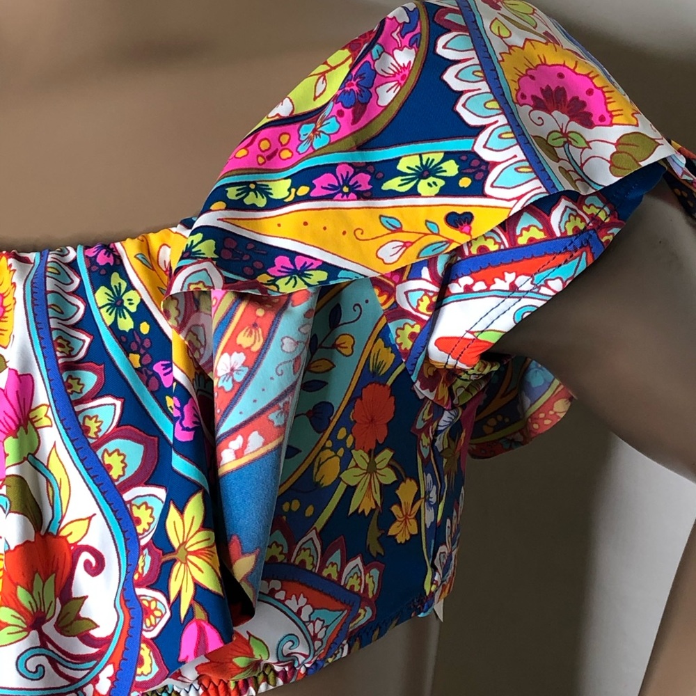 Trina Turk Off Shoulder Moroccan Floral Bikini Top - Picture 2 of 3